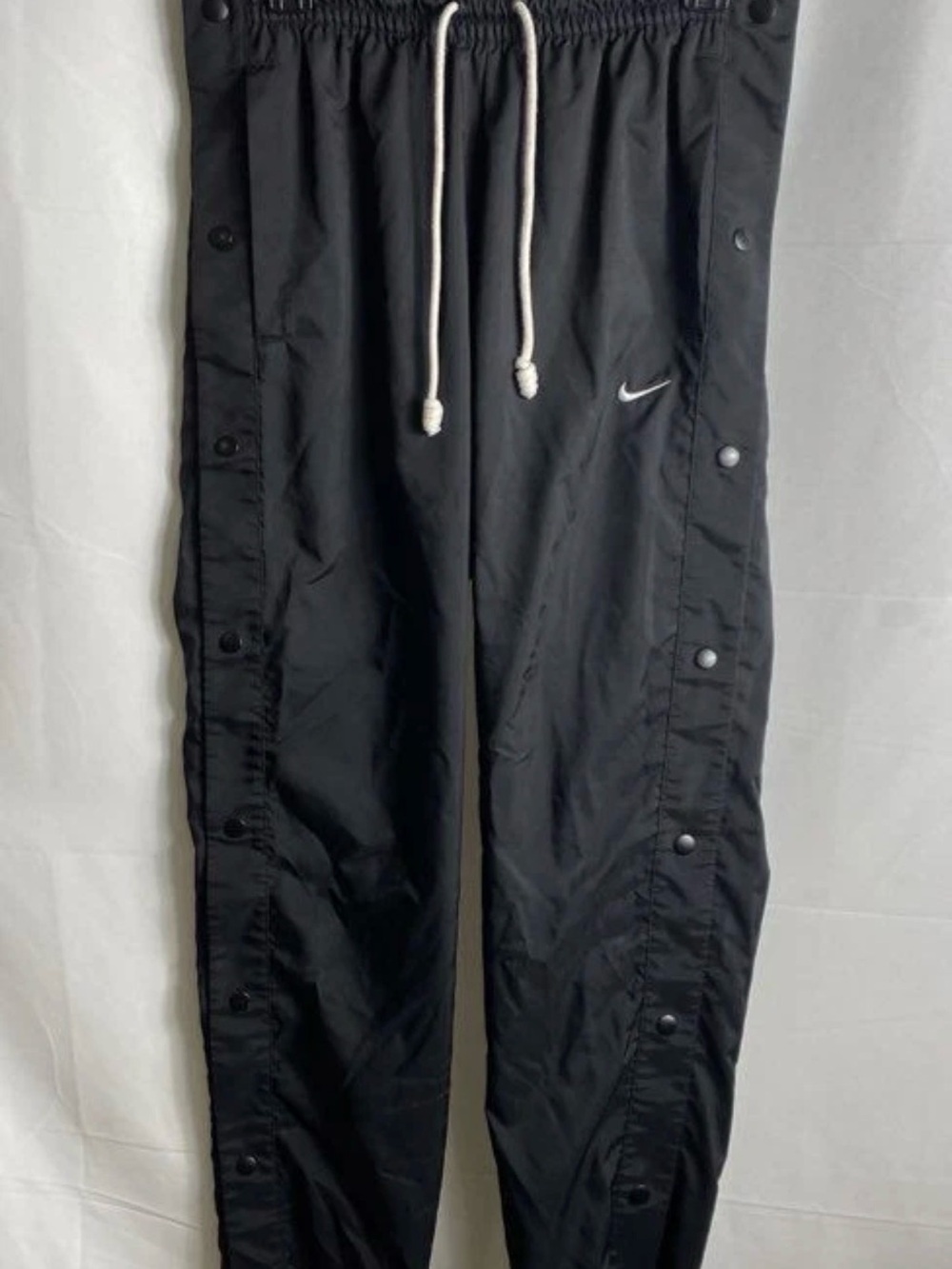 Nike Black Snap-Front Jogger Pants with White Drawstring